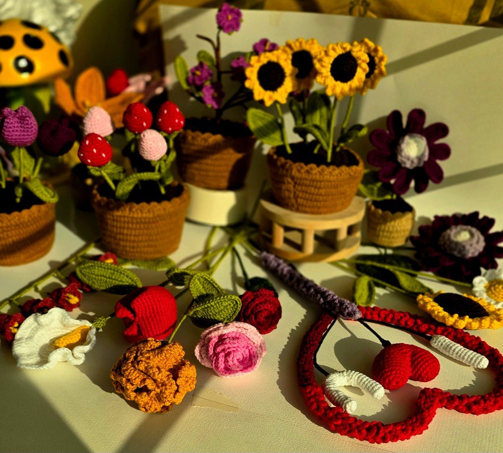 Hand-Knitted Flowers