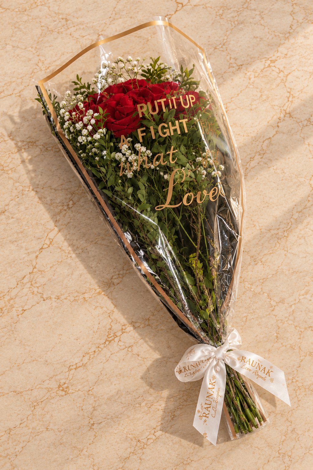Adore Message Floral Wrap – Imported Flowers · Red