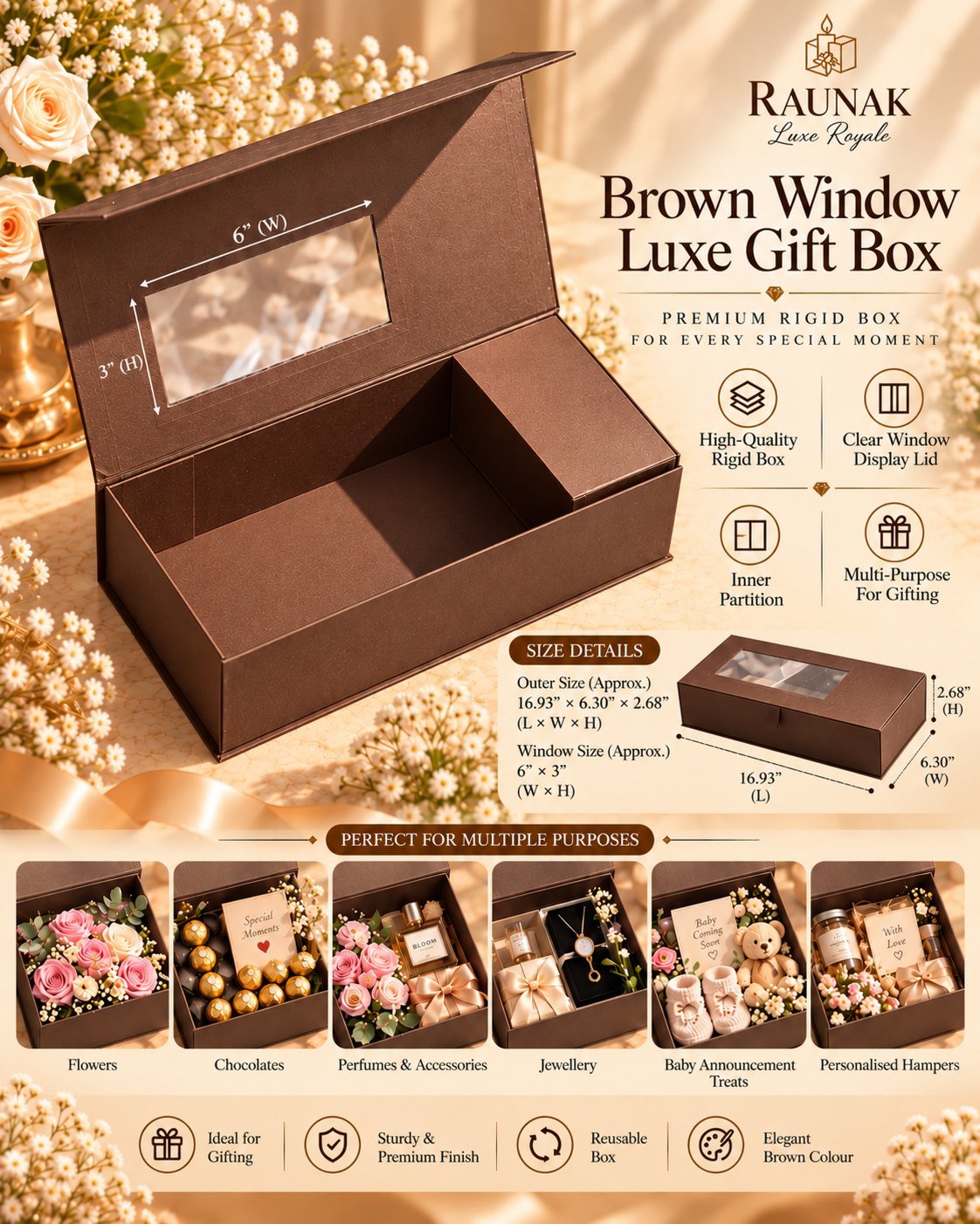 Brown Window Luxe Gift Box (Empty)