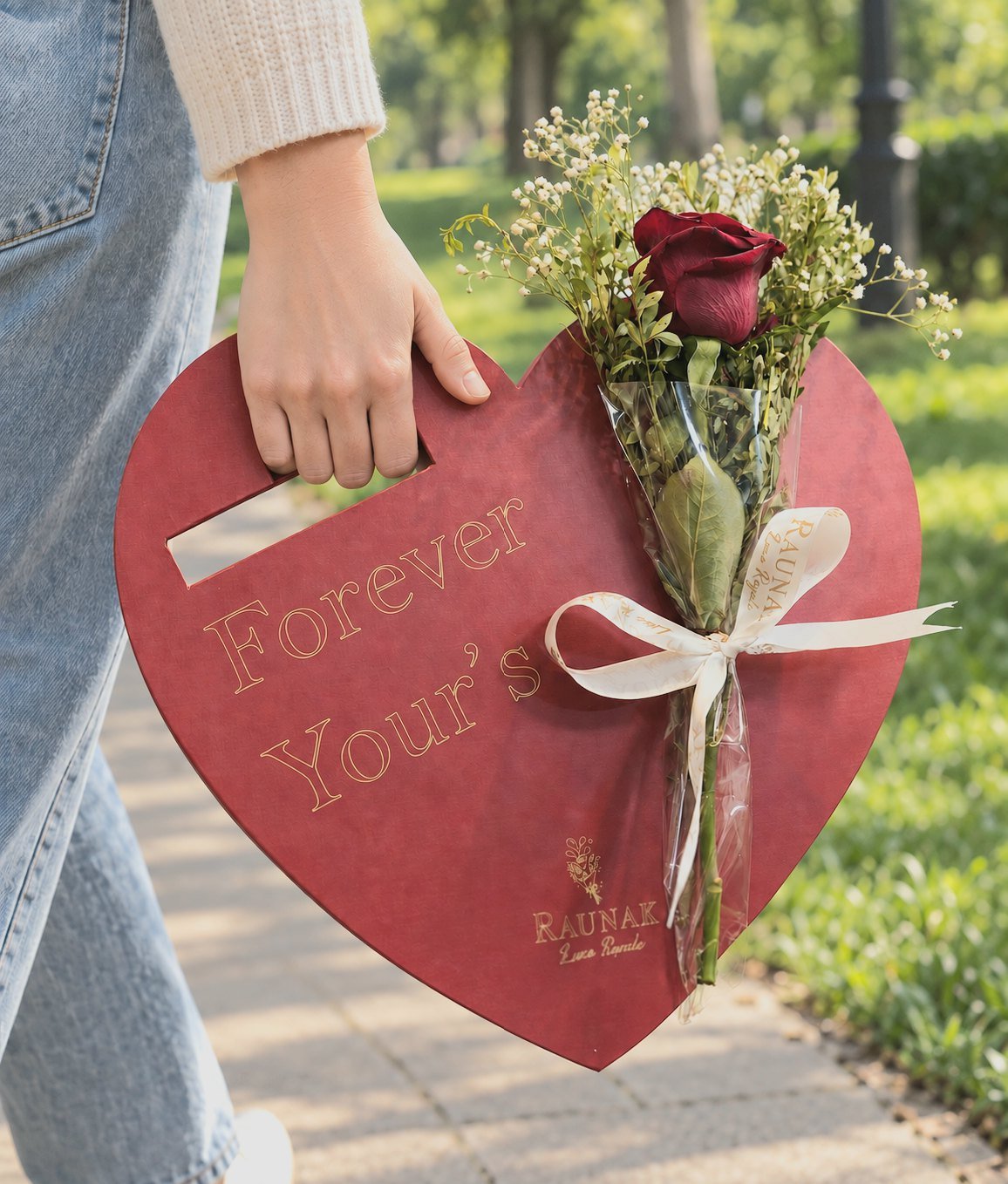 Forever Yours Floral Heart – Custom Flower · Custom Colour · Burgundy