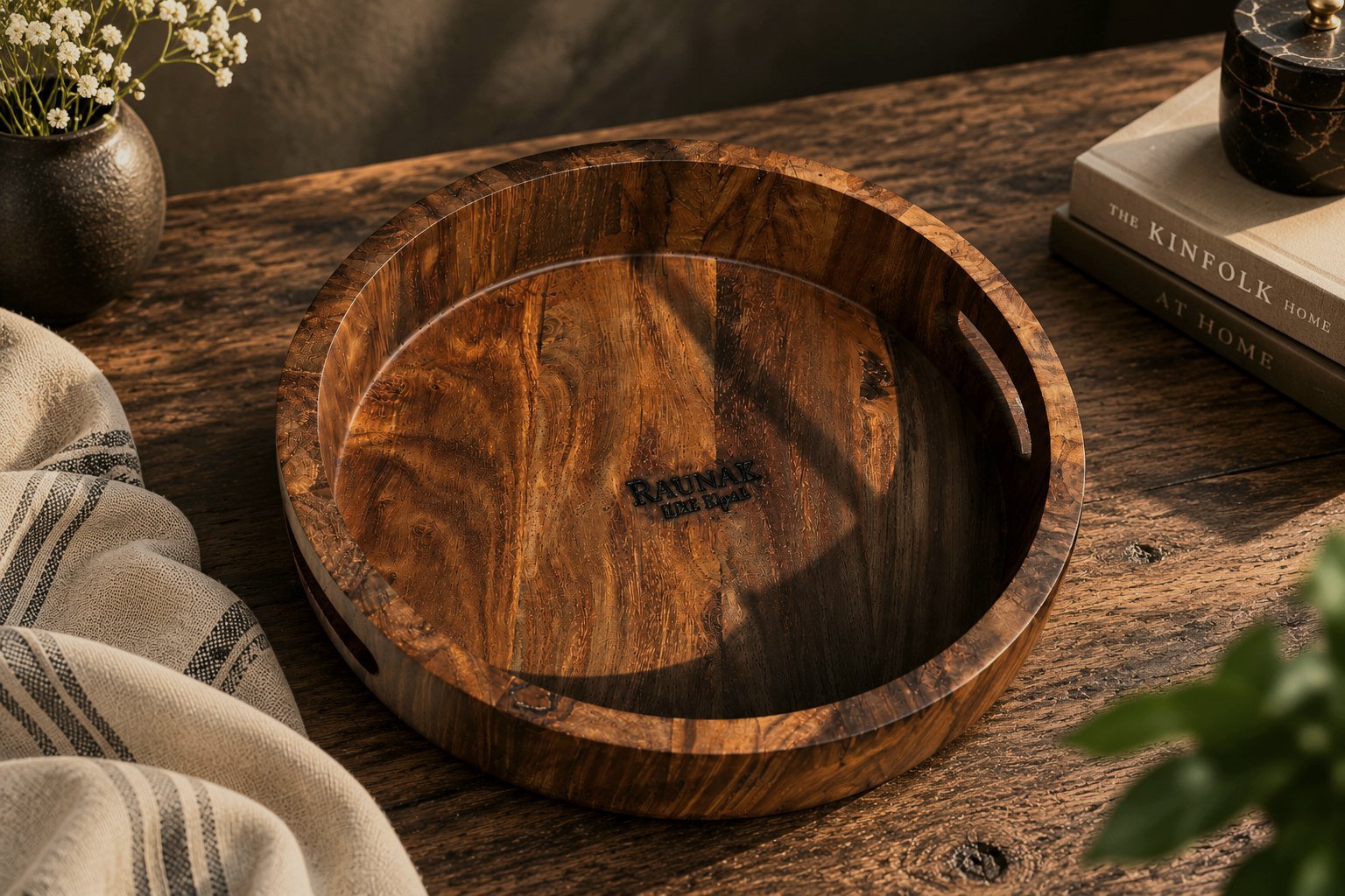 Round Wood Classic Tray